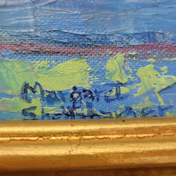 Vintage Boat Fisherman Oil Painting Canvas Framed Art Hanging Decor Signed - Picture 4 of 16